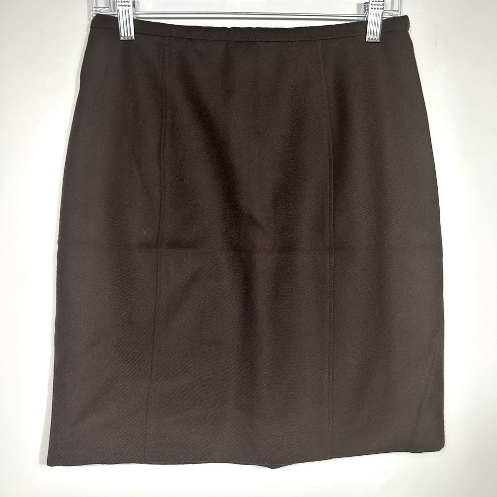 Classiques Entier Pencil Skirt Size 14 Brown 100% Wool Mini Sanyo Japan